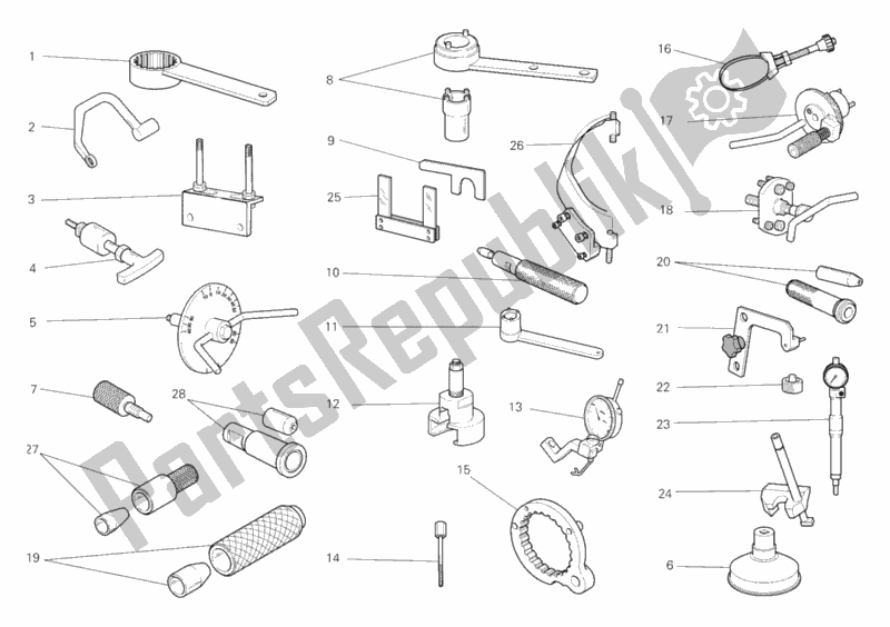 Toutes les pièces pour le Outils De Service D'atelier, Moteur du Ducati Hypermotard 796 USA 2012